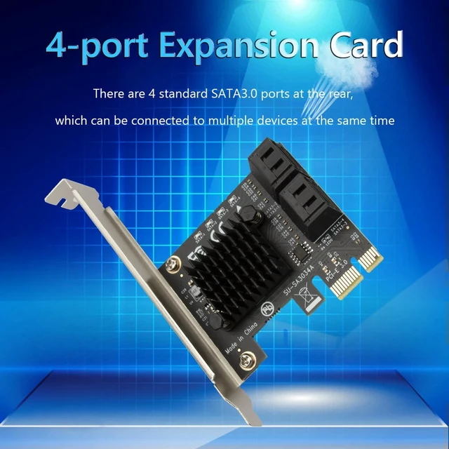 Alt view image 2 of 6 - Video Card USB Cable Extender Adapter 4 Ports SATA III PCI E Express 3.0 X1 Controller Expansion Card Adapter 6Gbps