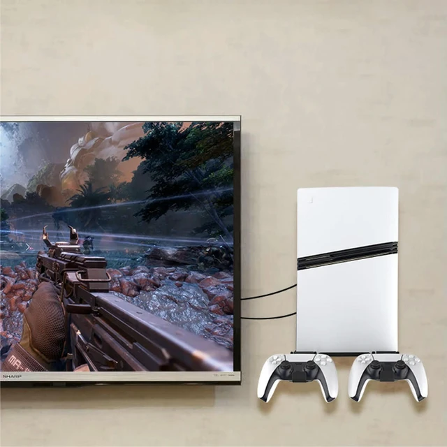Alt view image 2 of 3 - Wall Mount Host Universal Wall Bracket with Controller Hook Stand Holder Space Saver Hanging Wall Holder for Slim/ Pro