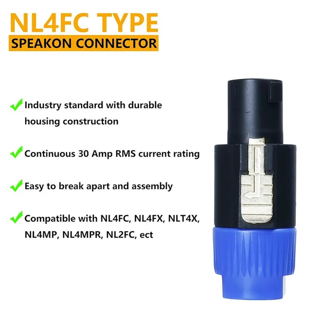 Alt view image 2 of 3 - 20 Pcs Audio Cable Adapter Connectors 4 Pole Audio Speaker Plug Twist Lock NL4FC for Amplifier