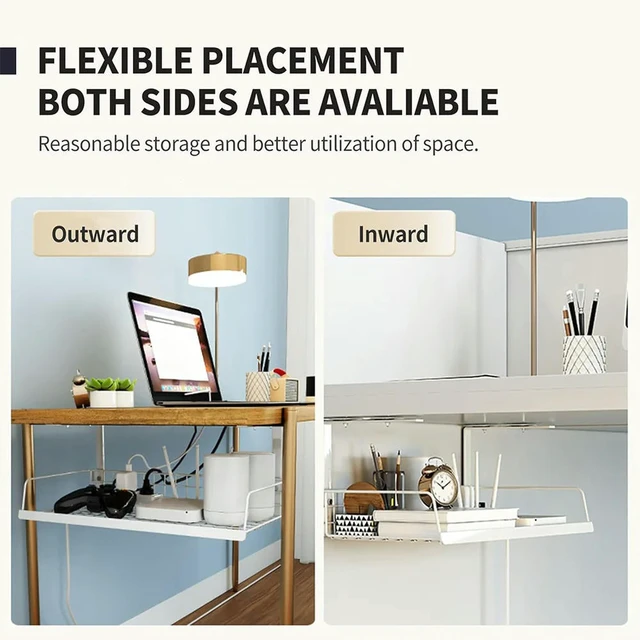 Alt view image 3 of 3 - Desk Cable Organizer Heavy Duty Under Table Cable Management Rack Adjustable Thickness Wire Management Tray for Home Office