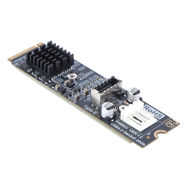Alt view image 2 of 3 - M2 PCIE NVME To TYPE E Expansion Card Riser 20Gbps High Speed M2 NVME To TYPE-E Adapter ASM3242 Chipset for Desktop PC