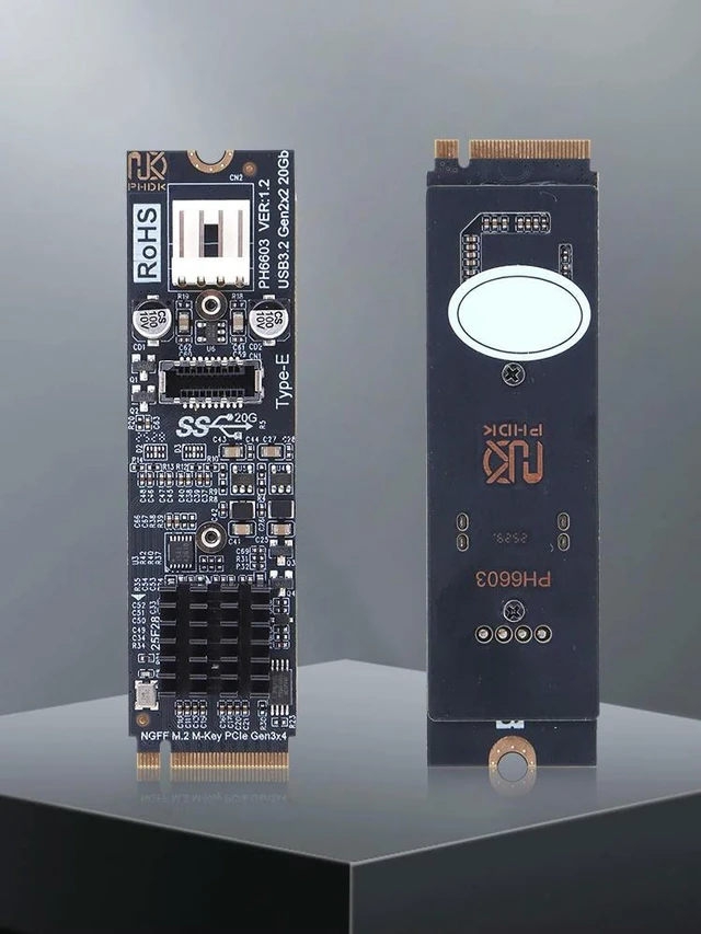 Alt view image 3 of 3 - M2 PCIE NVME To TYPE E Expansion Card Riser 20Gbps High Speed M2 NVME To TYPE-E Adapter ASM3242 Chipset for Desktop PC
