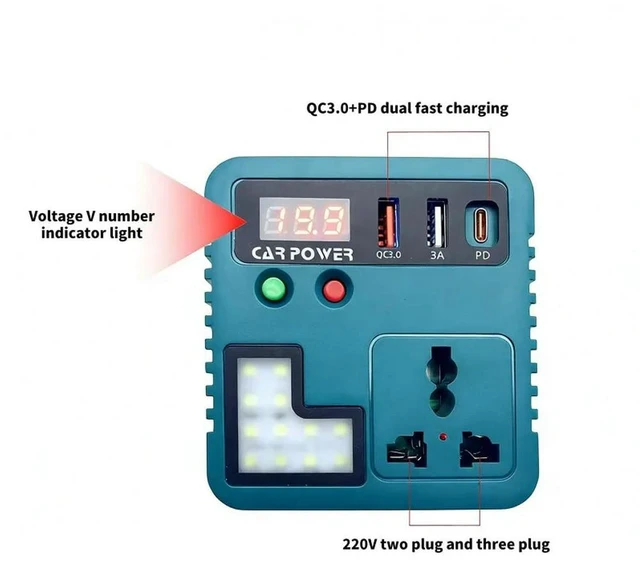 Alt view image 2 of 3 - Power Inverter Lithium Inverter with USB Port for Charging Tools and Accessories for Makita 18V Lithium