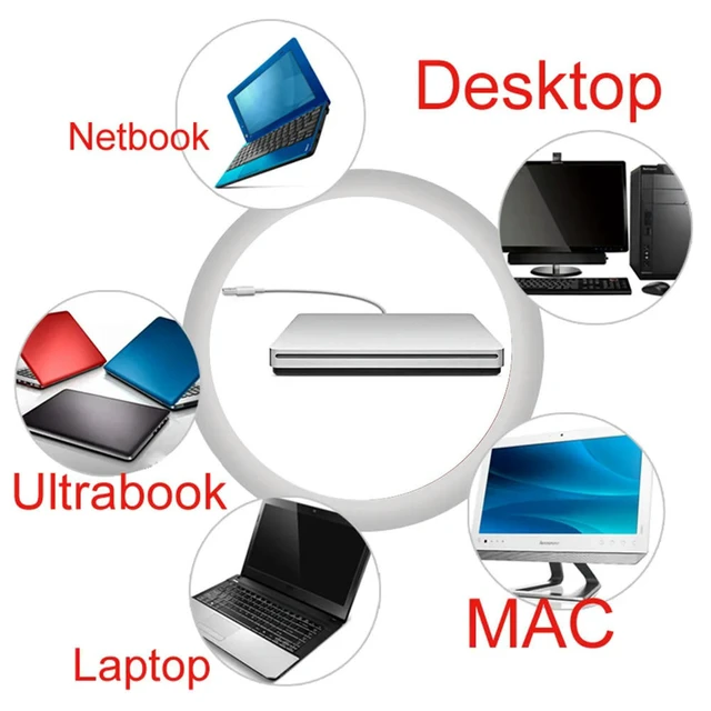 Alt view image 2 of 3 - USB External CD RW Drive Burner Optical Drive Recorder CD Burner for MacBook Air Pro IMac