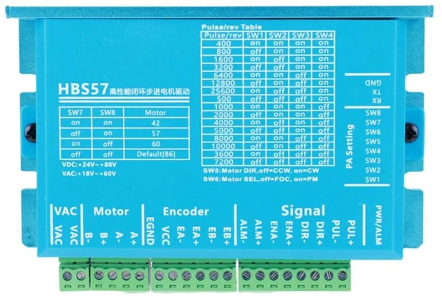 Main image of HBS57 Hybrid Servo Driver AC20-80V/DC24-70V Stepper Motor Driver Controller Encoder 1000 Lines for Nema23/Nema24 Stepper Motor
