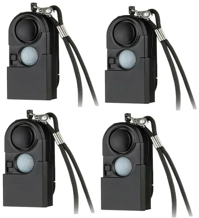 Main image of 4Pcs Mini Motion Detector Alarm 120DB Siren SOS LED Light Security For Travel Home Kids Safe Personal Alarm
