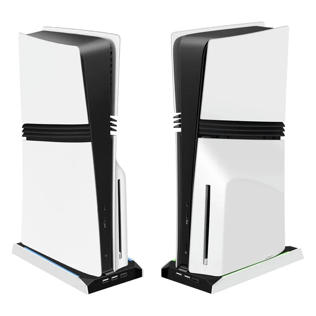Alt view image 3 of 3 - For PS 5 Slim/PS 5 Pro RGB Game Console Base Bracket W/ 3-Speed Cooling Fan Console Host Stand Vertical Holder Game Accessories