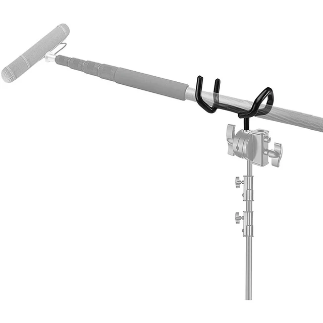 Alt view image 3 of 3 - Microphone Boom Support Holder, Boompole Support Stand Fit For C-Stands And Mic Stands, Black