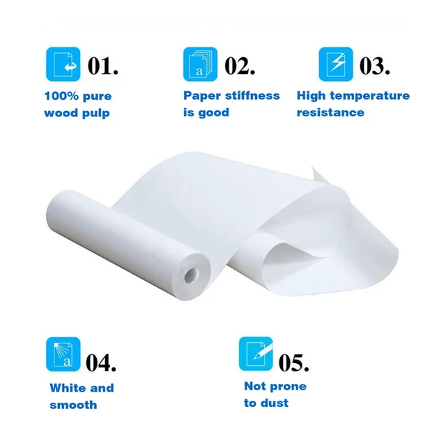 Alt view image 2 of 6 - 210x30mm Photo Printing Paper Oil Resistance Thermal Printing Paper Rolls No 5 Rolls Fax Machine Paper for