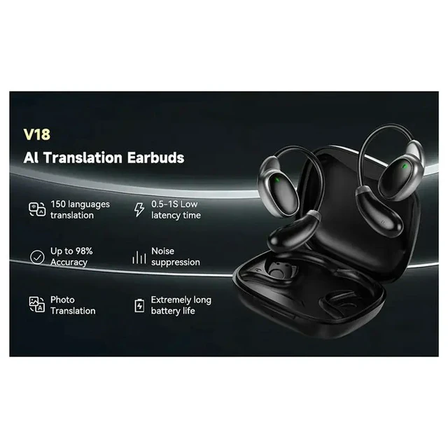 Alt view image 3 of 3 - Language Translator Earbuds Earphones 150 Languages Instant High Accuracy White