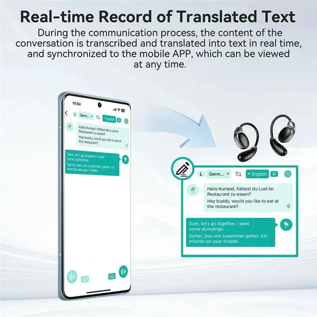Alt view image 2 of 3 - Language Translator Earbuds Earphones 150 Languages Instant High Accuracy White
