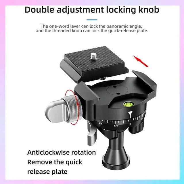 Main image of Mini Panning Ball Head SLR Camera Photography Aluminum Alloy Spherical Panoramic Mini Pan Tilt With Quick Release Plate Dur