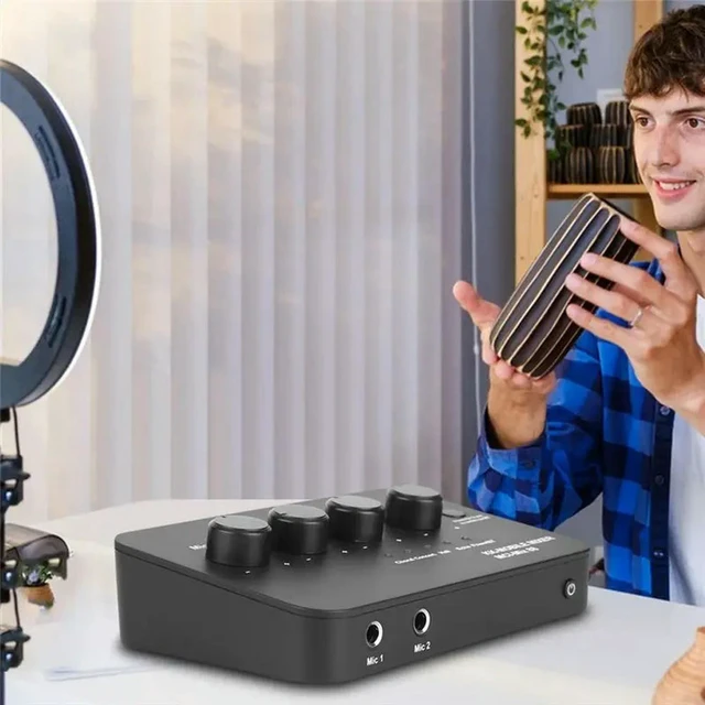 Alt view image 2 of 3 - Digital Audio Sound Machine AUX IN/OUT BT Connection Dual Mic Inputs Karaoke Sound Mixer For Karaoke TV PC Speaker