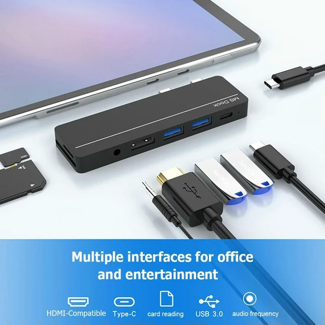 Alt view image 2 of 3 - USB Docking Station HUB for Surface Pro x/Pro8 Secure Digital TF Card Readers