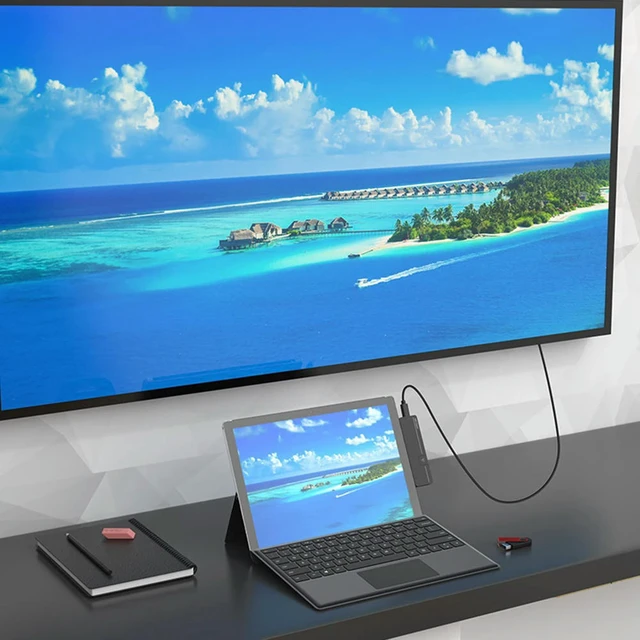 Alt view image 3 of 3 - USB Docking Station HUB for Surface Pro x/Pro8 Secure Digital TF Card Readers