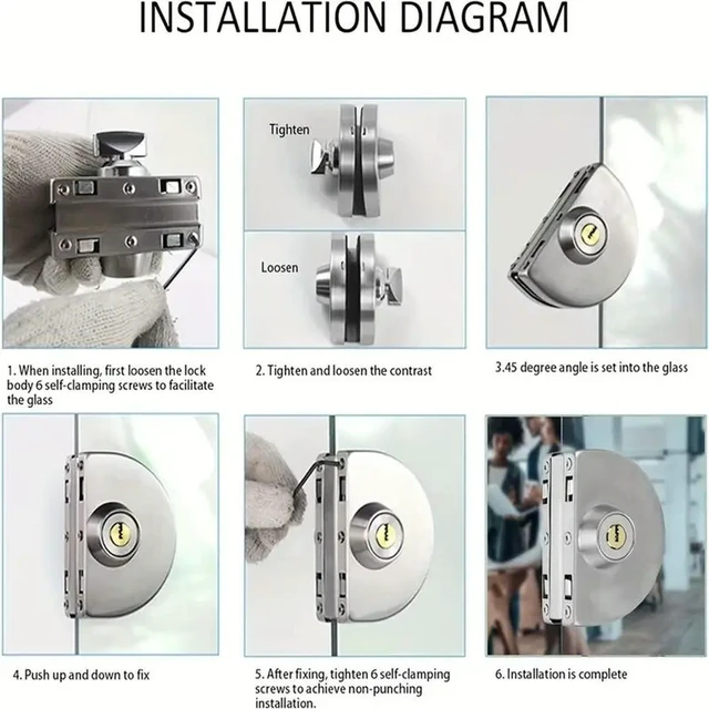 Alt view image 3 of 3 - For 1/2 Inch Glass, 10Mm To 12Mm, Stainless Steel Double Bolt Rotary Sliding Access Control Office Glass Door Lock