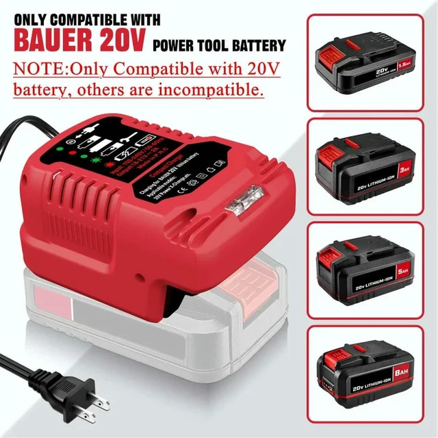 Alt view image 2 of 3 - Charger Mini Fast Charger Power Tool Spot Charger Compatible for Bauer 20V Lithium Batteries US Plug