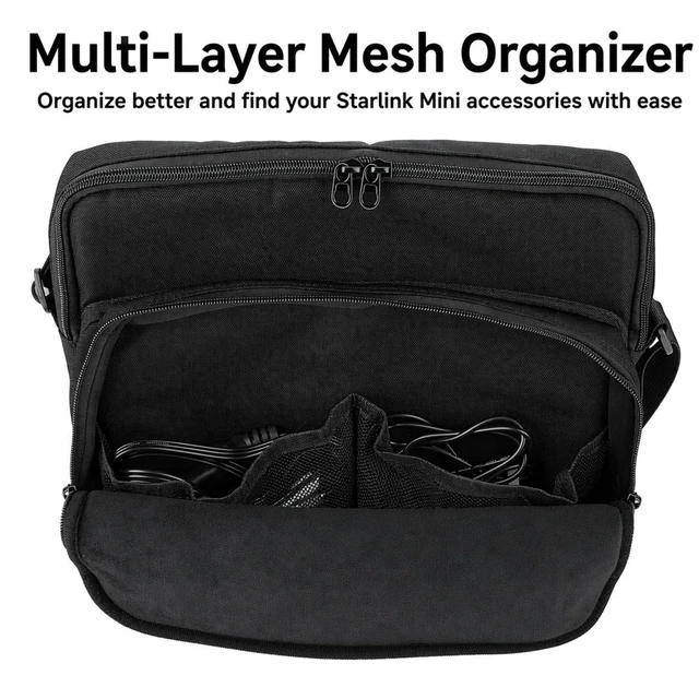 Alt view image 2 of 3 - For Starlink Mini Shoulder Bag 900D Nylon Waterproof Compact Case Dual Zipper Anti-scratch Lining