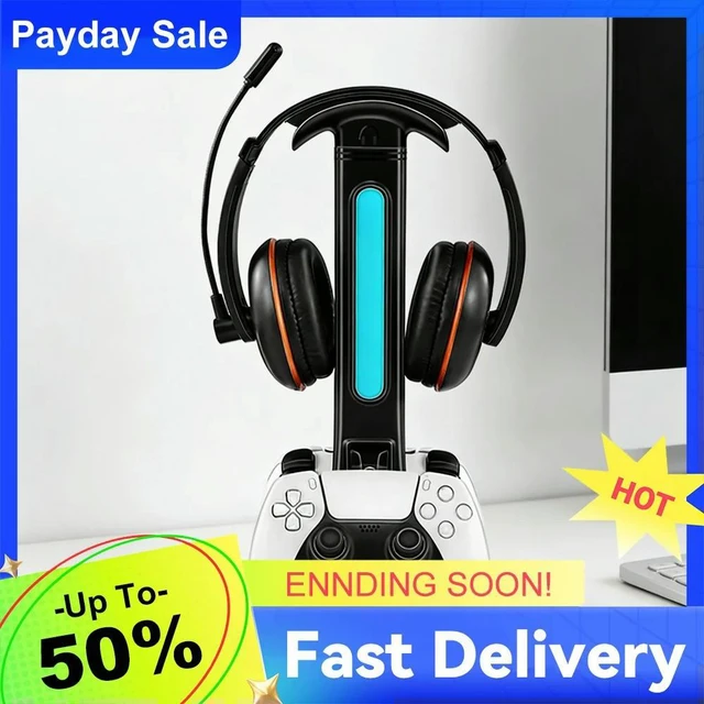 Main image of Dual Controller Charger Station Gaming Headphone Holder Charger Stand Game Accessories Compatible for 5 Gamepad