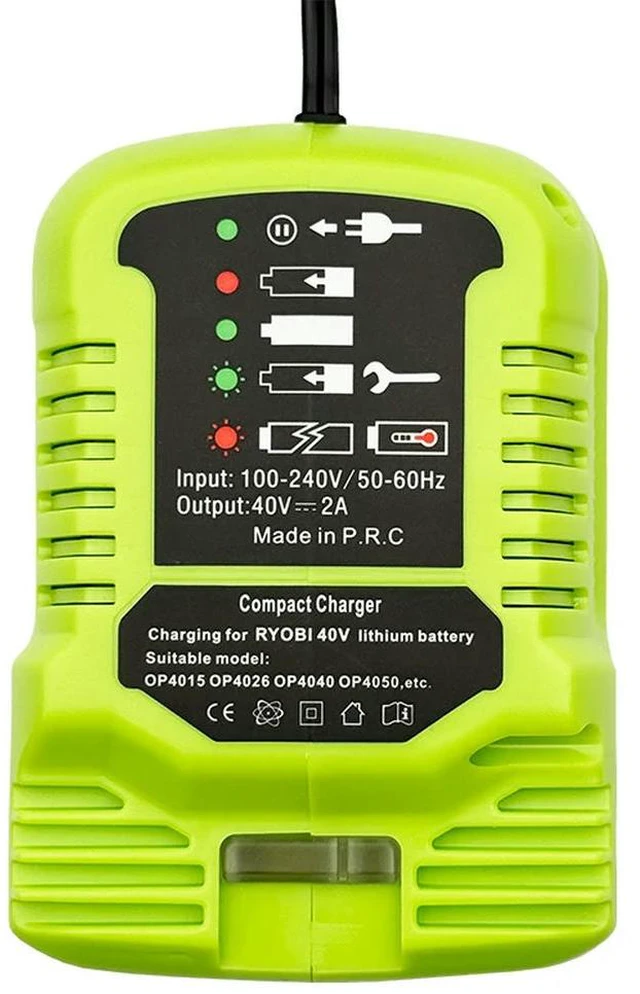 Main image of Li-ion Charger Suitable for Ryobi 40V OP4015,OP4026 Li-ion Batteries Compact Charger with LED Indicator US Plug