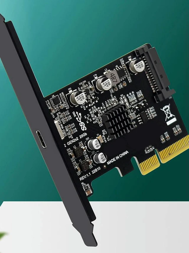 Alt view image 3 of 3 - Converter Expansion Add on Card 20Gbps USB PCIE Card Type C PCI-Express To USB 3.2 Gen 2 for /Linux