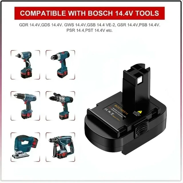 Alt view image 3 of 3 - BOS18BS14 Adapter Converter for Bosch 18V Li-ion Batteries Converting To for Bosch 14.4V Li-ion Power Tool Drill