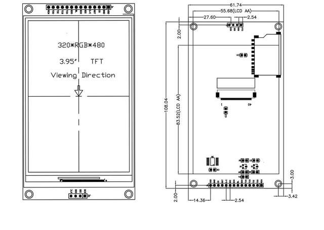 Alt view image 2 of 2 - 320x480 SPI module 4.0 inch TFT NO TOUCH LCD display screen Resistance ILI9488 MCU I8080 8/16BIT 3/4 wire Serial port