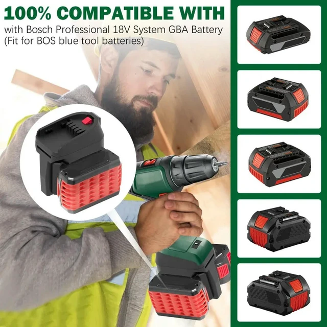 Alt view image 3 of 3 - BOSB18C 2-in-1 Adapter Converter for Bosch 2 Packs 18V GBA Batteries Compatible with For Bosch PBA Series Tools