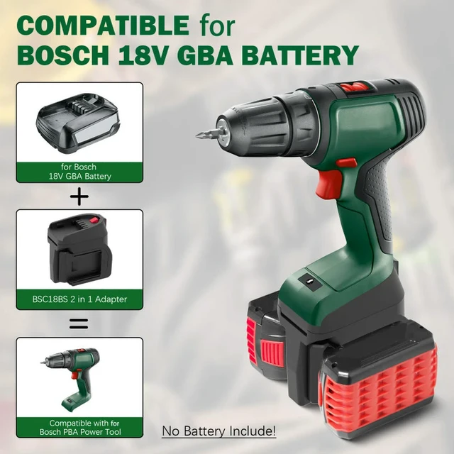 Alt view image 2 of 3 - BOSB18C 2-in-1 Adapter Converter for Bosch 2 Packs 18V GBA Batteries Compatible with For Bosch PBA Series Tools