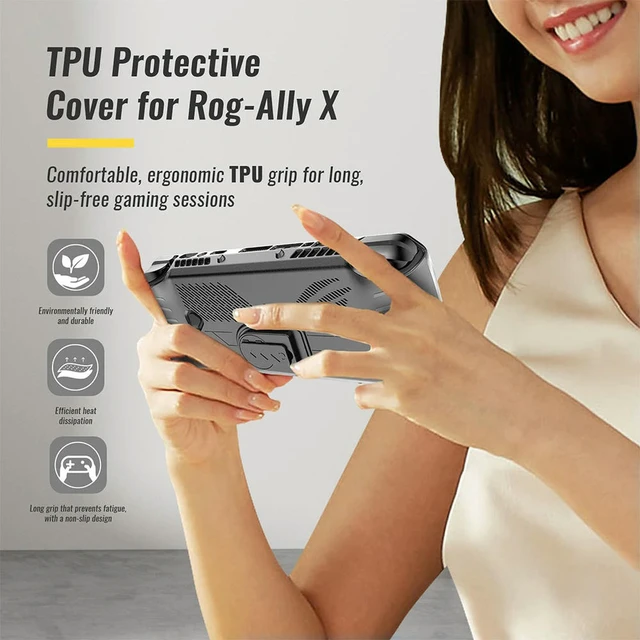 Alt view image 2 of 3 - For ROG Ally X TPU Protective Case Cover with Stand Protector Shell Sleeve Protective Skin Case Game Accessories