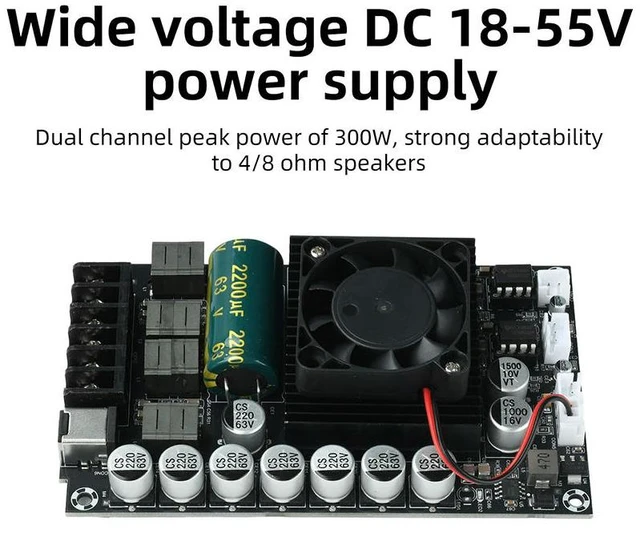 Alt view image 2 of 6 - TPA3255 600W High-Power Amplifier Board HIFI Digital Display Stereo Amplifier Module No Bluetooth DC 18-55V