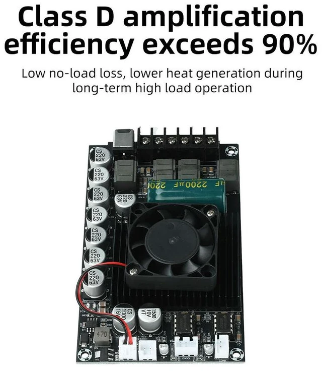 Alt view image 3 of 6 - TPA3255 600W High-Power Amplifier Board HIFI Digital Display Stereo Amplifier Module No Bluetooth DC 18-55V