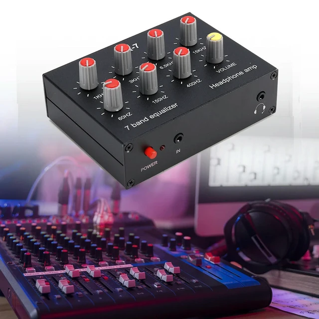 Alt view image 3 of 6 - 7 Band Sound Equalizer RCA Output Input Dual Channel Car Sound Equalizer 3.5mm Jack Aluminum Alloy for Mobile Phone Game Console