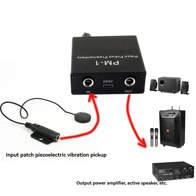 Alt view image 2 of 3 - DC5V 6.35Mm Guitar Piezo Contact Pickup Preamplifiers For Guitar Violin Cello Kalimba Harps Banjo Mandolin Ukulele