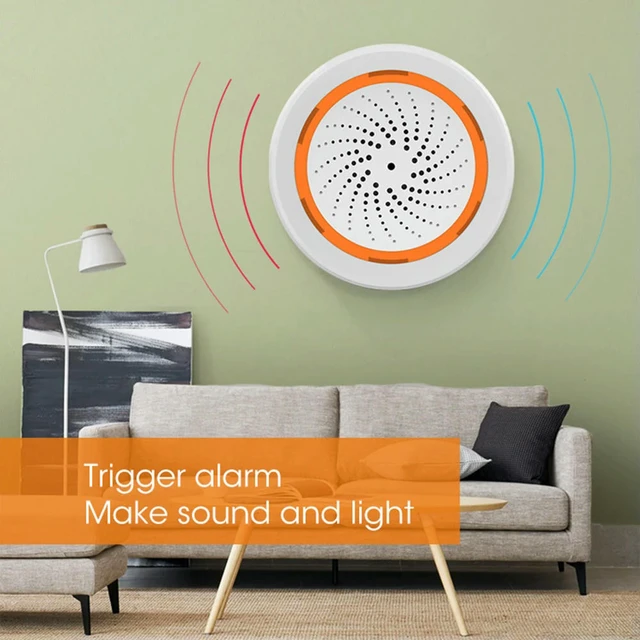 Alt view image 2 of 3 - Alarm Siren Siren Sound Light Alarm 90dB Sound Light Sensor App Remote Control Home Protection System