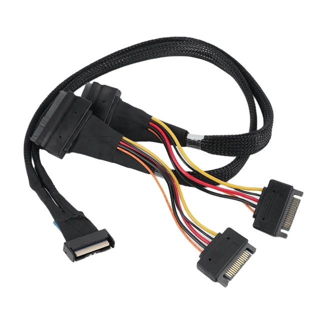 Alt view image 3 of 3 - SlimSAS 8X To 2*U.2 NVMe Adapter SFF-8654 74pin To 2*SFF-8639 68pin Cable Hard Drive Data Cable