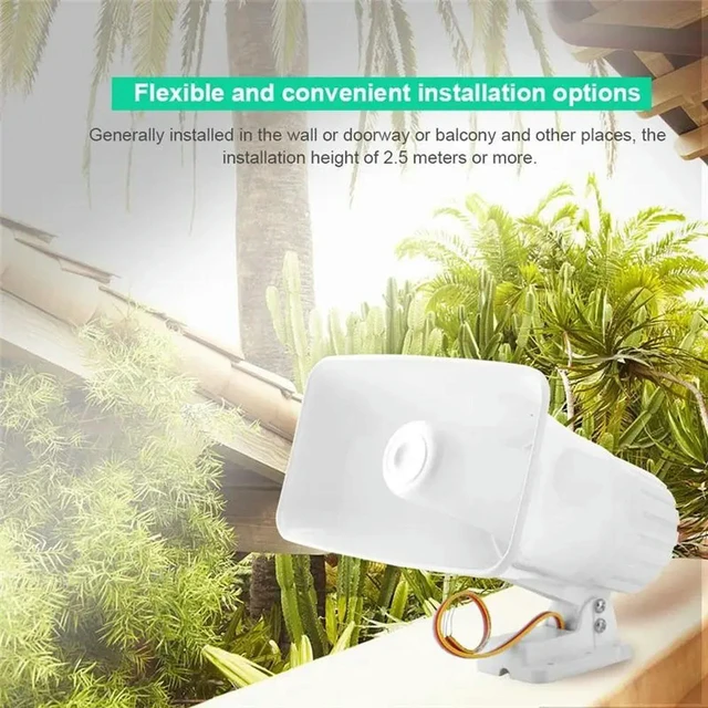 Alt view image 2 of 3 - Outdoor Alarm Two-Tone Loudspeaker Burglar Alarm System Warning Althorn For Home Security