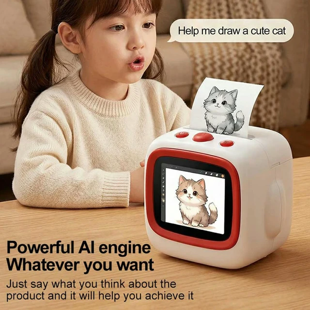 Alt view image 2 of 3 - AI Sticker Printer with AI Voice Generation and 2.4inch HD Screen Thermal Printer Birthday Gifts for Students & Teens