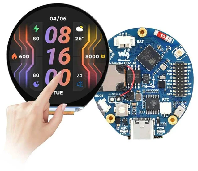 Main image of Bluetooth-Compatible Round Display Development Board 412x412 Resolution Dual-core Processor Board -S3 Development Board