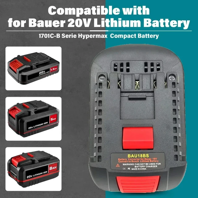 Alt view image 2 of 3 - For Bauer 20V Li-ion Batteries BAU18BS Adapter Converter Compatible with For Bosch 18V Li-ion Power Tools Drills