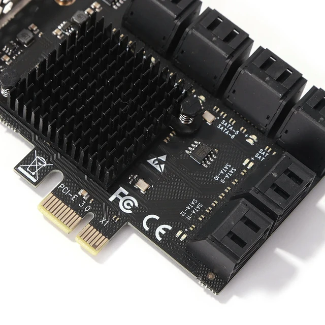 Alt view image 2 of 3 - Controller Adapter Workstations Servers SA3112J PCIE Adapter 12 Port 6Gbps PCI-Express X1 to SATA 3.0 Expansion Card