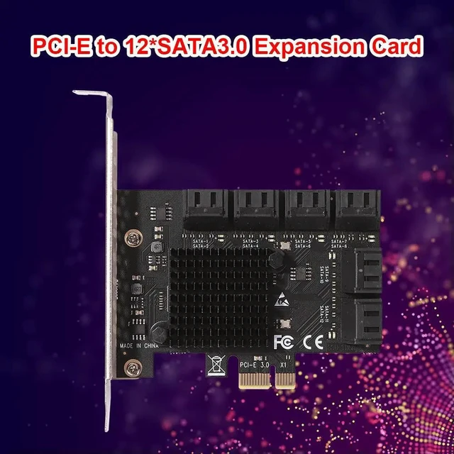 Alt view image 3 of 3 - Controller Adapter Workstations Servers SA3112J PCIE Adapter 12 Port 6Gbps PCI-Express X1 to SATA 3.0 Expansion Card