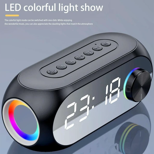 Alt view image 2 of 3 - RGB BT Speaker with Alarm Clock Stereo Sound Box 1200mAh Radio FM Music Player for Party Outdoor Travel