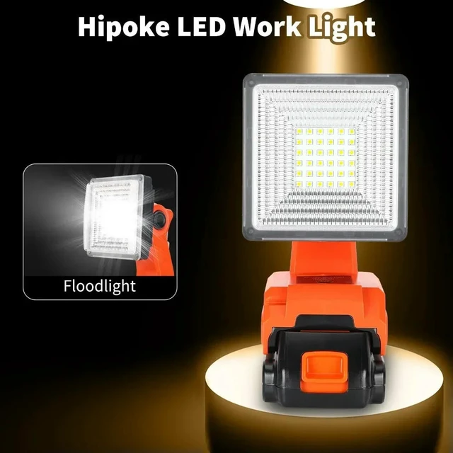 Alt view image 3 of 3 - Rechargeable Camping Light for Black&Decker 20V Batteries LED Work Light with Quick Charge Port for Indoor Outdoor Use