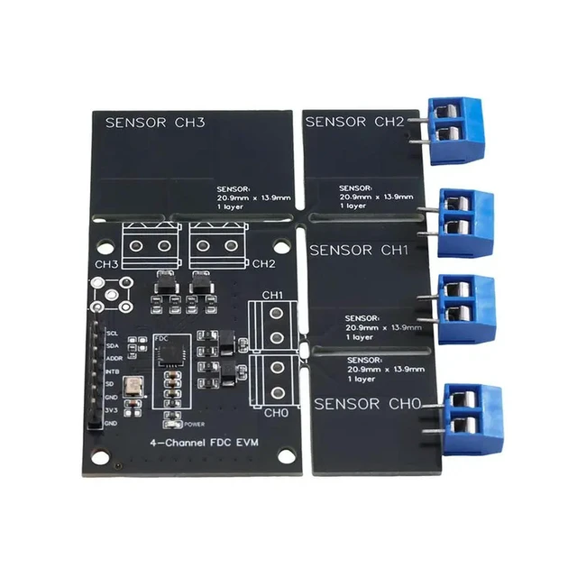 Alt view image 2 of 3 - FDC2214 Capacitive Sensor Module(4 Touch Points) For Gesture Recognition, Paper Counting, Liquid Level Measurement