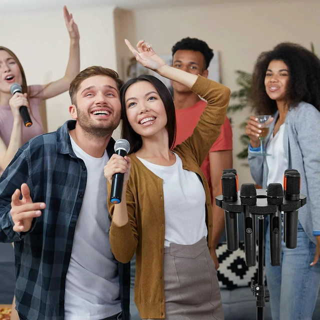 Alt view image 2 of 3 - 8-Slot Multi Microphone Rack Detachable Wired and Mic Holder Microphones Organizer Microphone Accessories