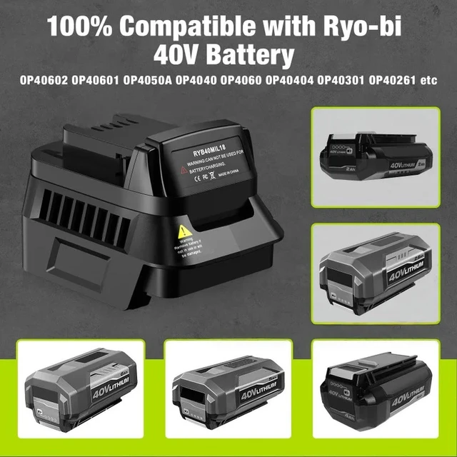 Alt view image 3 of 3 - For Ryobi 40V Li-ion Batteries RYB40MIL18 Adapter Compatible with For Milwaukee 18V Li-ion Bsttery Cordless Power Tools