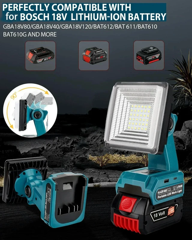 Alt view image 2 of 3 - Outdoor Light for Bosch 18V Li-ion LED Cordless Work Light with USB Interface for Work Site and Emergency Use