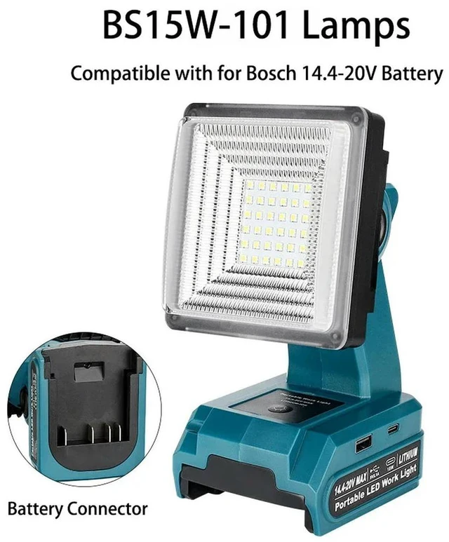 Main image of Outdoor Light for Bosch 18V Li-ion LED Cordless Work Light with USB Interface for Work Site and Emergency Use