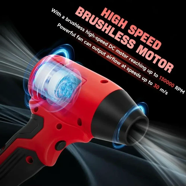 Alt view image 2 of 6 - Electric Cordless Turbo Blower Violent Blower Handheld Jet Fan Snow Leaf Dust Patio Cleaning Tools for Milwaukee 18V Batteries